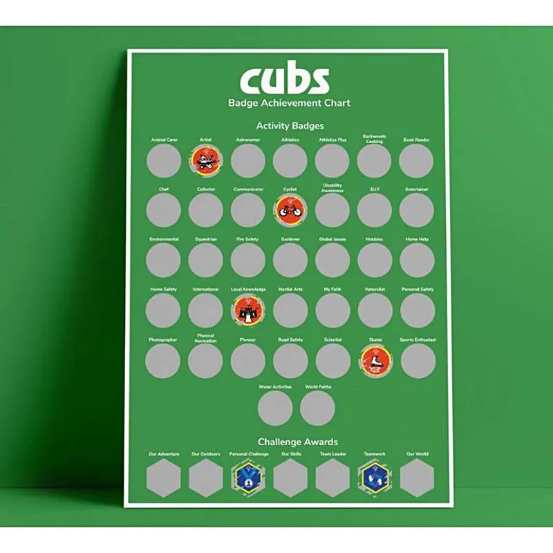 Cub Scouts A3 Scratch Off Badge Achievement Poster