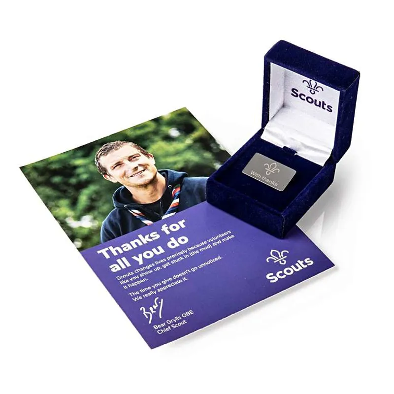 With Thanks Laser Etched Badge in Box with Card