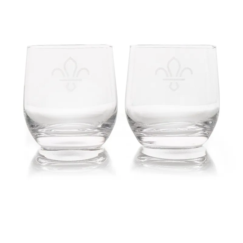 Fleur de Lis Pair of Tumbler Glasses