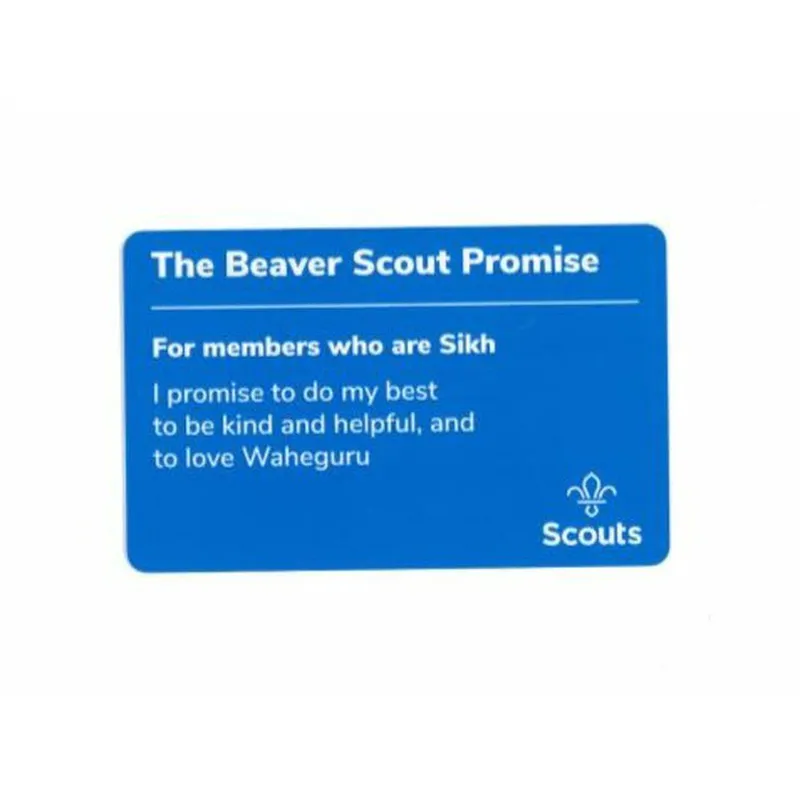 Beaver Scouts Promise Card - Sikh