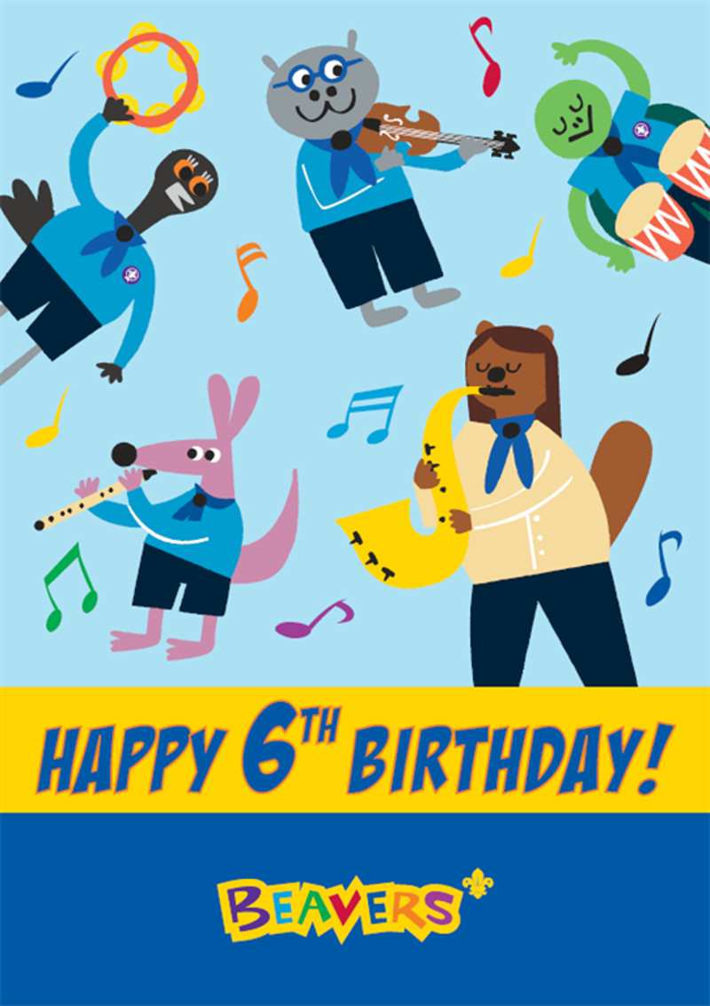 Beaver Birthday Card 6th - Band