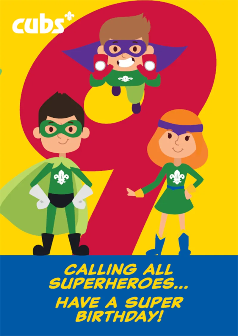 Cub Birthday Card 9th - Heros