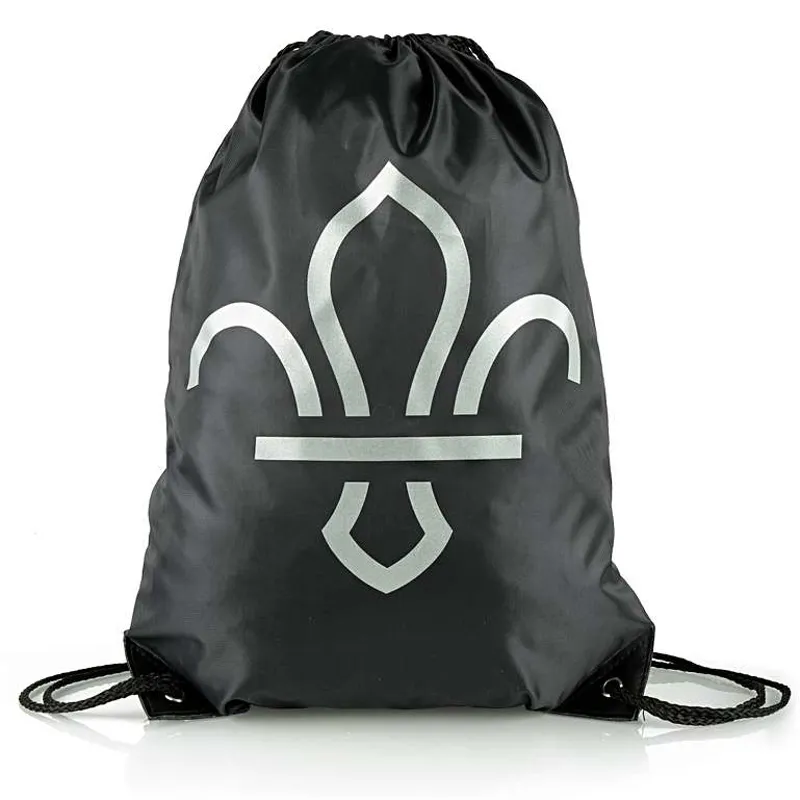Fleur de Lis Scouts Reflective Print Drawstring Bag