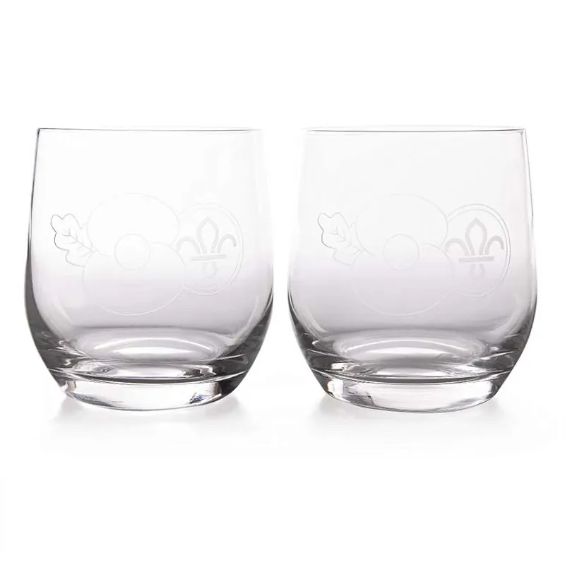 Poppy  and  Scouting Fleur de Lis Crystal Glass Tumbler Set