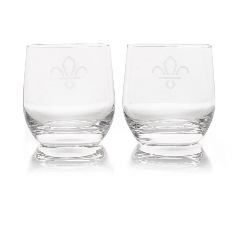 FDL Fleur de Lis Pair of Tumbler Glasses