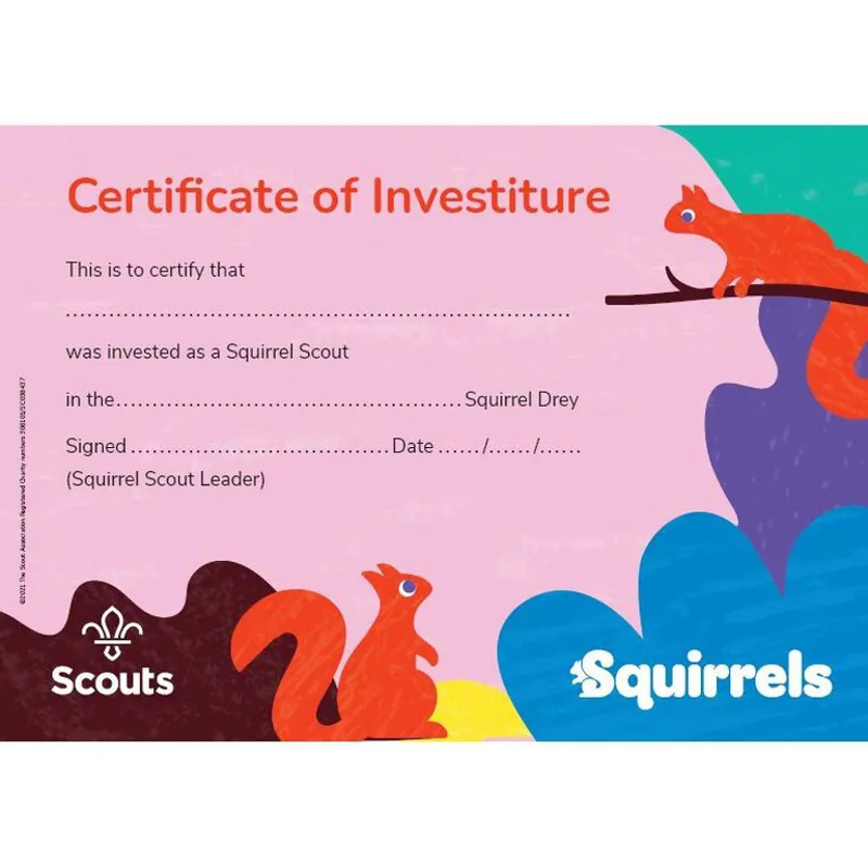 Squirrel Investiture Certificates